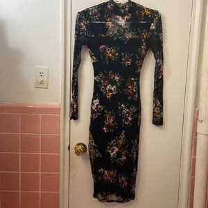 Floral black lace dress